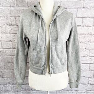 Brandy Melville Gray Crop Zip-Up Hoodie